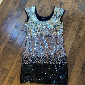 WHBM Sequins ombré silver to black dress